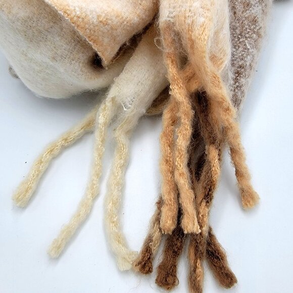 Steve Madden Soft Beige & Light Brown Scarf with Fringe Edges - Picture 7 of 11